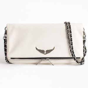NWOT Zadig and Voltaire NANO Rock studs clutch white